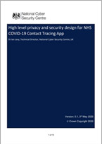 High level privacy and security design for NHS COVID-19 Contact Tracing App